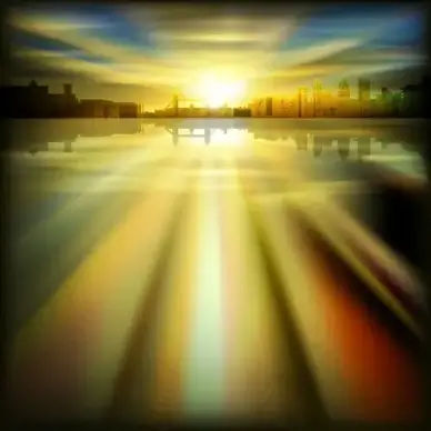 urban sunrise landscape vector
