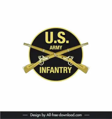 us army infantry branch insignia logotype elegant classic symmetric long guns sketch