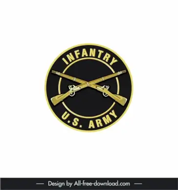 us army infantry branch insignia template classical symmetric long guns sketch