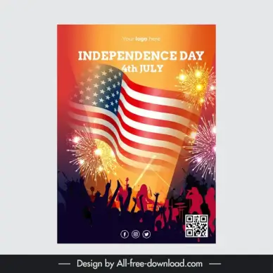usa  independence day  flyer template modern shiny dynamic silhouette 