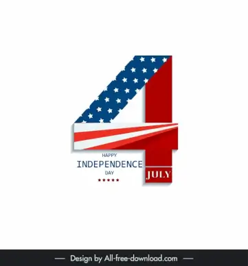 usa independence day logo template flag number texts decor