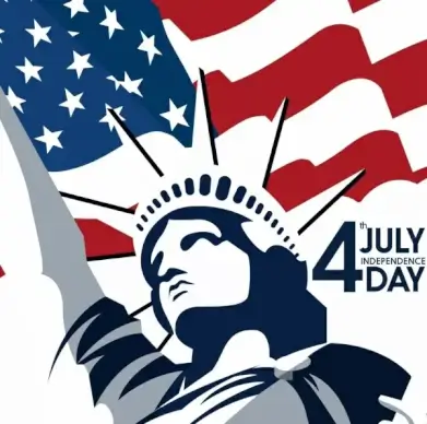 usa national day banner flag statue icons decor