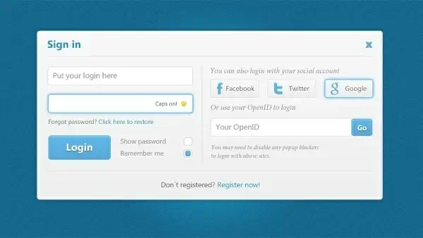 Useful Login Form UI PSD