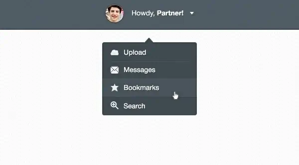 User Account Dropdown PSD & CSS