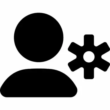 user cog sign icon flat silhouette geometric outline 