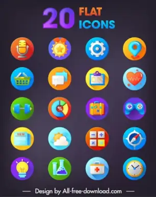 user interface templates collection colorful flat circle decor