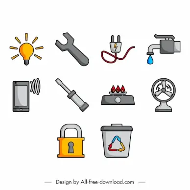 utility icon sets flat classic symbols outline 
