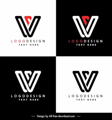 v logo flat contrasted templates