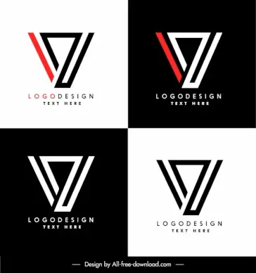v logo geometric  flat shaped templates