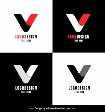 v logo simple flat symmetric typography
