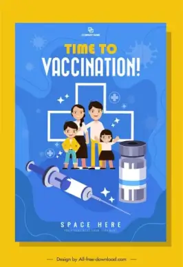 vaccination banner template family injection needle vaccine sketch
