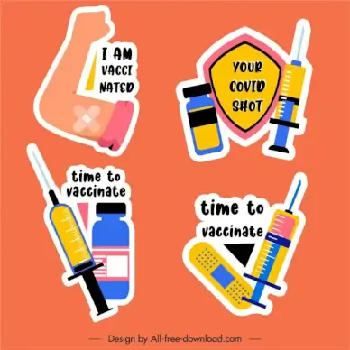 vaccination design elements flat colorful classic sketch