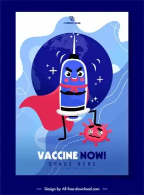 vaccination poster template funny stylized medical elements