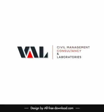 val civil management consultancy and laboratories logo style design modern flat elegant design