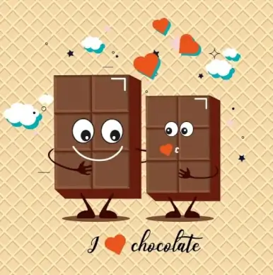 valentine background cute stylized chocolate couple icon