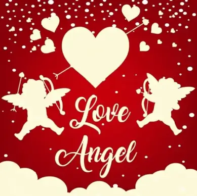 valentine banner angels hearts icons silhouette design