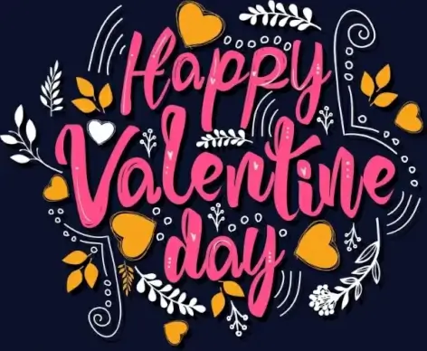 valentine banner classical calligraphic hearts flowers decor
