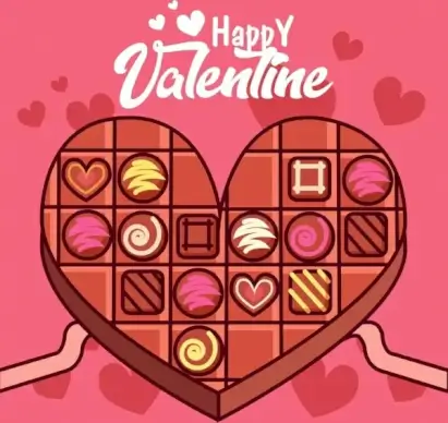 valentine banner heart chocolate cake icon