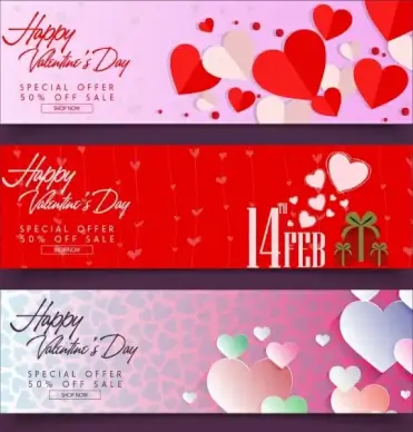 valentine banner sets heart calligraphic paper cut decor