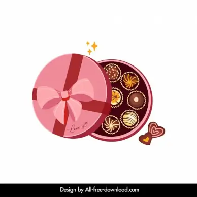 valentine chocolate box icon elegant 3d round shape sketch