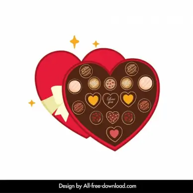valentine chocolate box icon elegant romantic heart shape decor