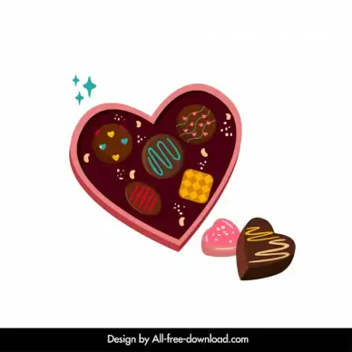 valentine chocolate icons 3d heart shapes design