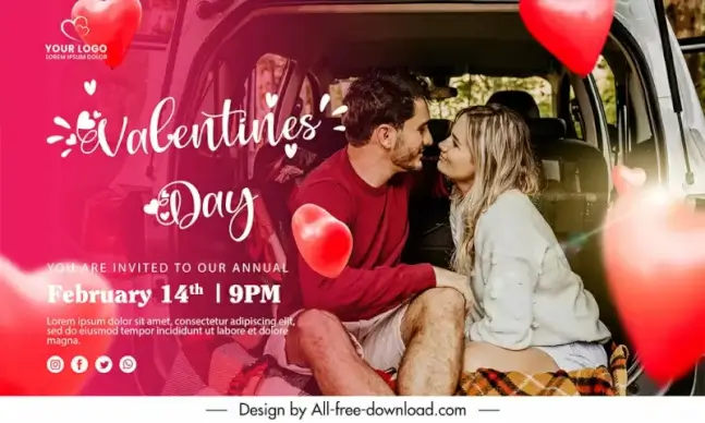 valentine day banner template romantic realistic design