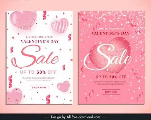  valentine day sale poster template elegant hearts confetti