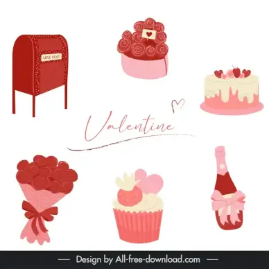 valentine design elements elegant classic symbols