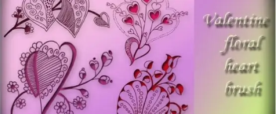 Valentine Floral Decorative Heart Brushes