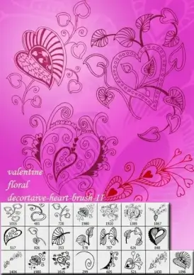 Valentine Floral  Heart Brushes