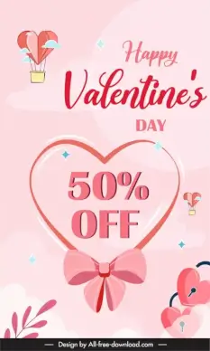 valentine sale poster template elegant pink love elements decor