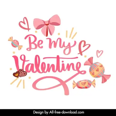 valentine typography design elements dynamic texts candies knot decor