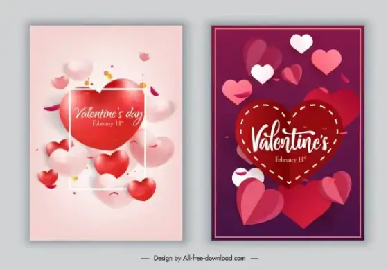 valentines card cover template colorful heart shapes decor