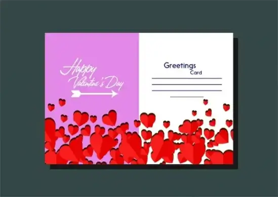 valentines card template hearts decoration and arrow design
