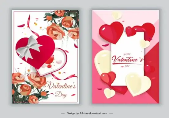 valentines card templates modern floral hearts decor