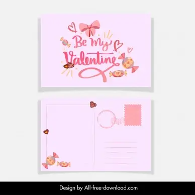valentines day postcard template classical dynamic candies hearts
