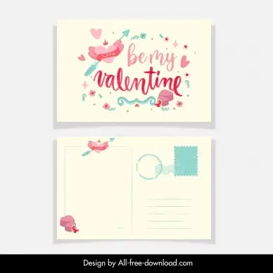 valentines day postcard template dynamic love elements flora decor