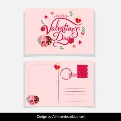 valentines day postcard template elegant decor
