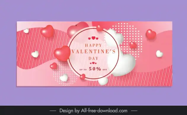 valentines day sale poster template elegant 3d heart balloons decor 