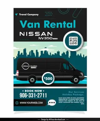 van rental flyer template elegant dark 