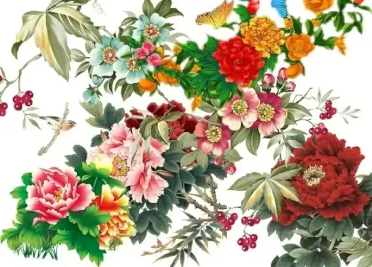 variety of peony flowers psd layered 3