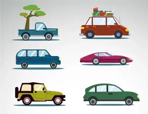 various car icons collection in flat design