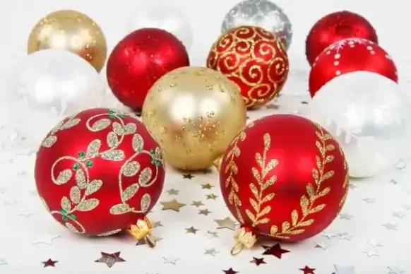 various christmas baubles