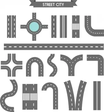 various shaped city street sketch design