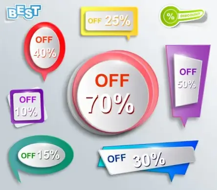 various shapes of 3d sales promotion icons