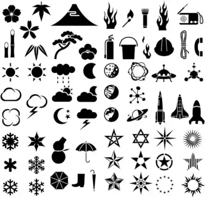 various silhouette vector elements weather plants technology fire protection 64 elements
