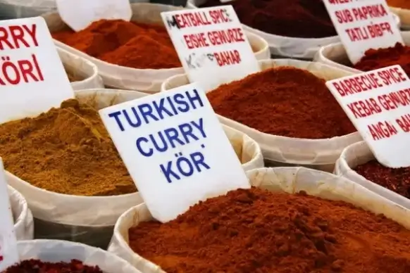 various spices on market