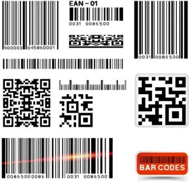 various types of barcodes vector set
