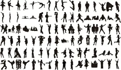 woman icons collection various silhouette styles